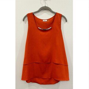 DKNYC Orange Tiered Tank Blouse Medium